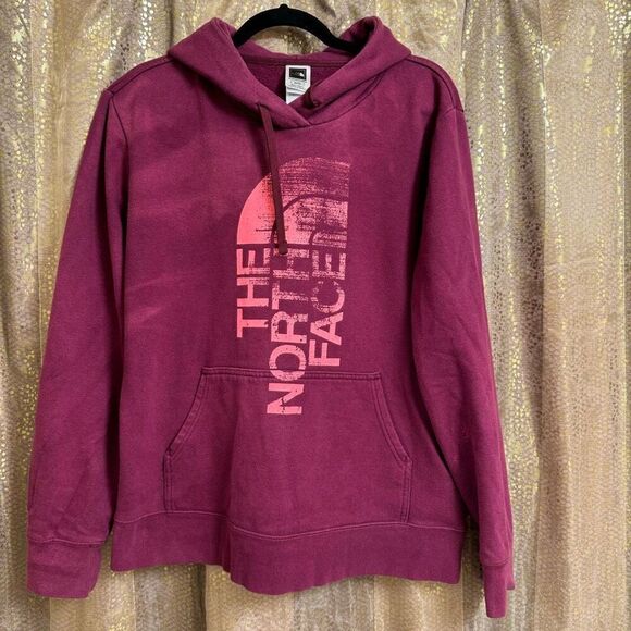 The North Face Magenta Pink Pullover Hoodie Sweater XL Flawed - Picture 1 of 6